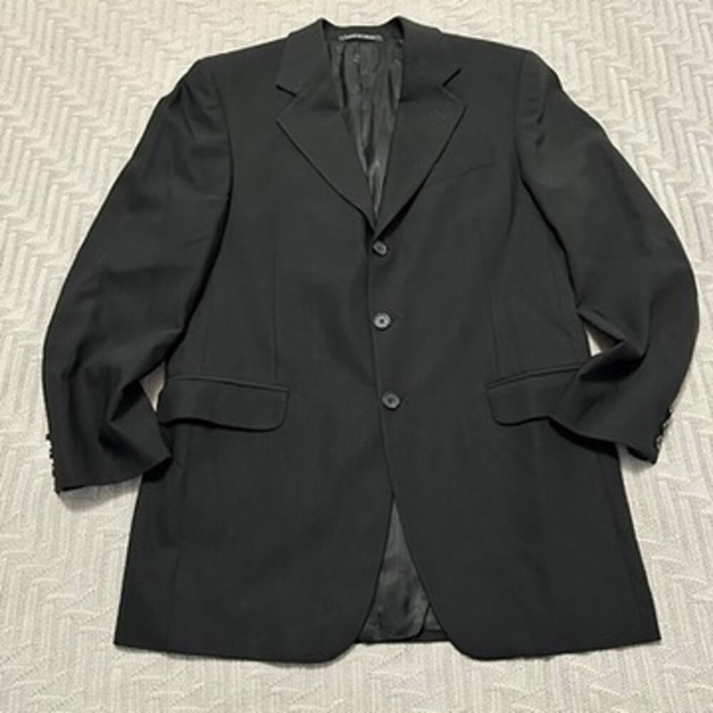 Fendi black texured 3 button wool blazer size 40L